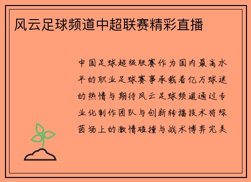 风云足球频道中超联赛精彩直播